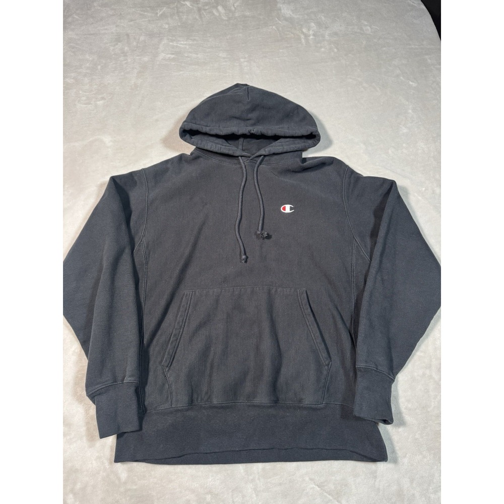 Vintage Champion Reverse Hoodie L Black Sweatshirt Pullover